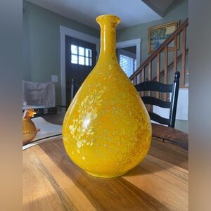 Pier One teardrop yellow glass vase